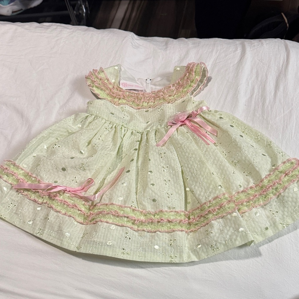 Bonnie Baby Pastel Dress with Pink Ruffles